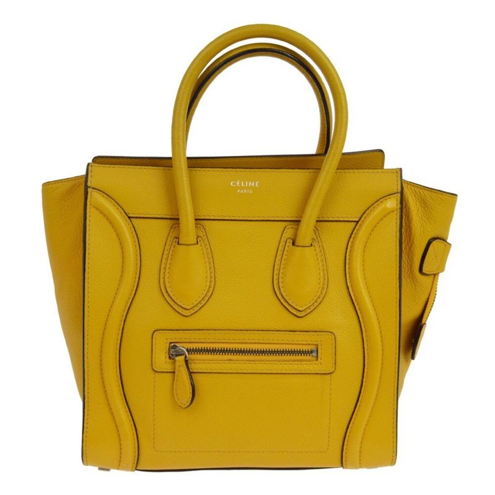 Celine Luggage Smooth Leather Yellow Leather Handbag